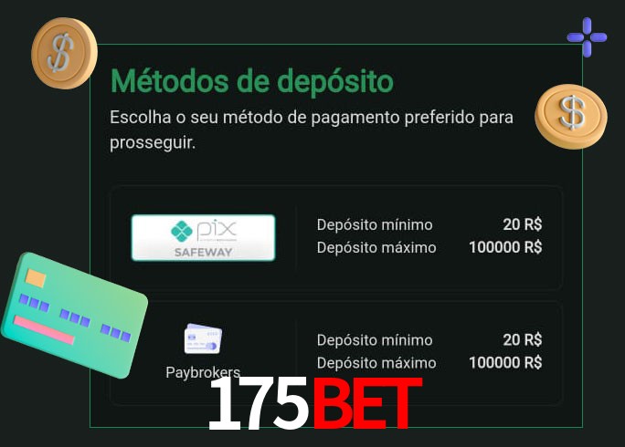 O cassino 175Bet oferece uma grande variedade de métodos de pagamento